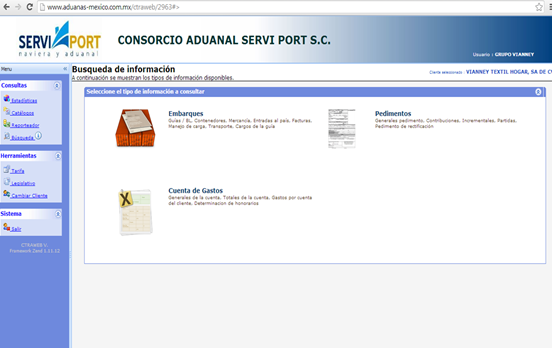 Sistema agencia aduanal, ejemplo 2